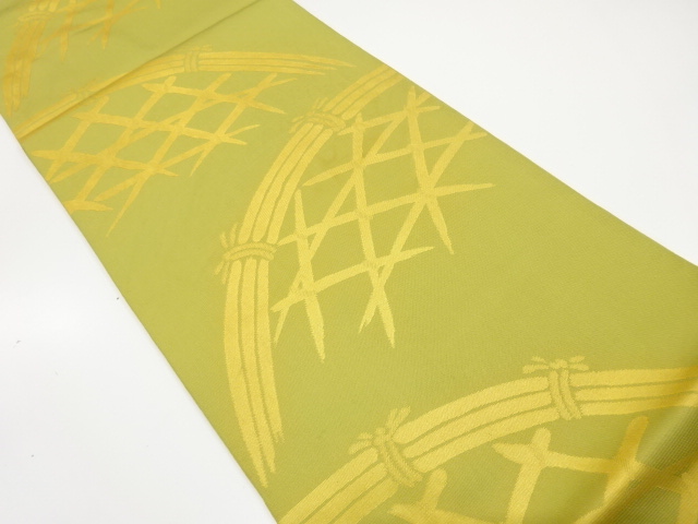 JAPANESE KIMONO / ANTIQUE FUKURO OBI / SILK / WOVEN FENCE
